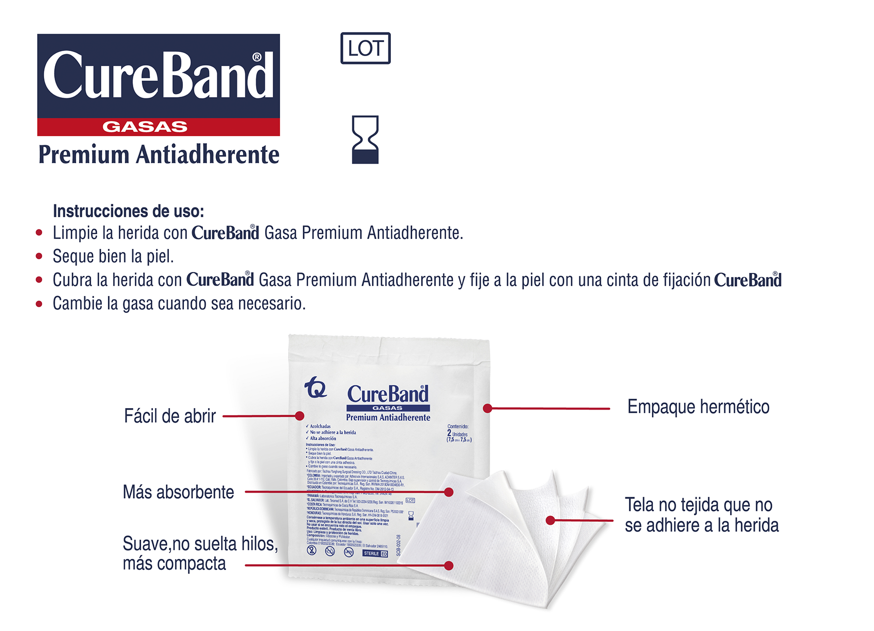 CureBand Gasa Antiadherente Estéril